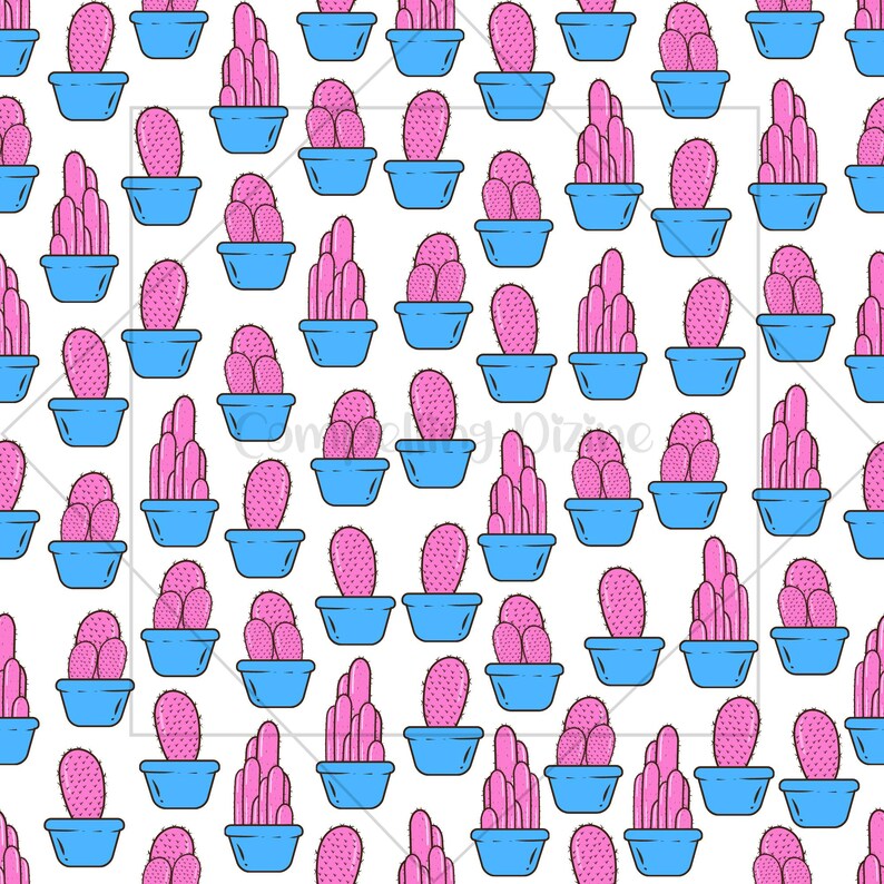 Cacti Digital Seamless Patterns | Bright Pink Cactus Scrapbook Craft ...