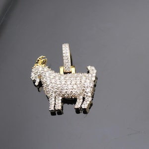 10K Diamond Goat Pendant, Real Diamond (1.16 ctw) Goat Charm, Goat Necklace, Gift For Him