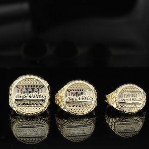 Real 10K Last Supper Ring Mens | Real Gold Last Supper Ring | Religious Jesus Ring | Father&#39;s Day Gift Ideas| 10K Mens Gold Ring