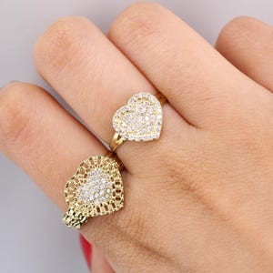 Real Solid 10K Gold White CZ Heart Ring / Heart Shaped Ring / Dainty Ring / Ring Stack Rings / Gifts for Her