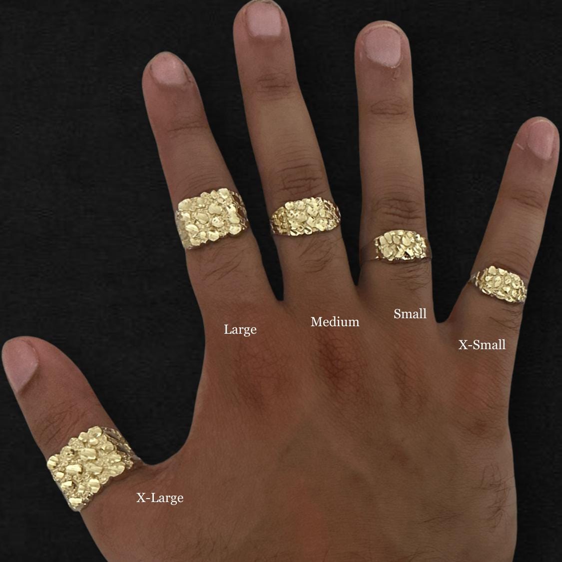 10k Real Gold Nugget Ring 10k Gold Ring, Chunky Pinky Ring, 10k Gold Statement Ring, Men Women Ring, Men's Nugget Ring Square Nugget Ring