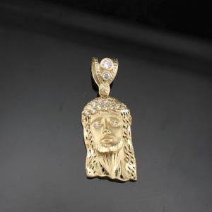 Real Gold 10k Solid Gold Jesus Face Pendant Necklace Religious Pendant Faith-Inspired Jewelry Christian Gift Idea for Her Him