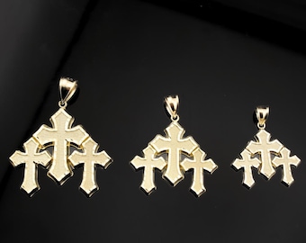 REAL 10K Yellow Gold Cross Pendant Charm Jesus Crucifix Pendant Multiple Sizes, Statement Pendant Mens Cross Pendant Gift For Him