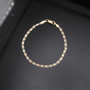 10K Gold Valentino Bracelet, TriColor Valentino Bracelet, Real Gold Childrens Bracelet, 10K Baby Bracelet | 5.5 inch Bracelet