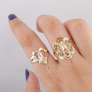 10K Gold Virgin Mary Ring For Her | Virgin Mary Jewelry | Religious Jewelry| Real Gold Jewelry | Christian Jewelry | Virgin Mary