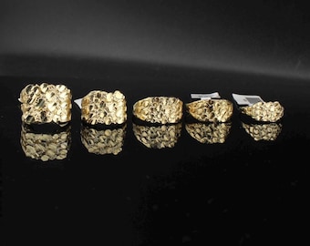 10k Solid Yellow Gold Nugget Style Ring Multiple Sizes Men and Women