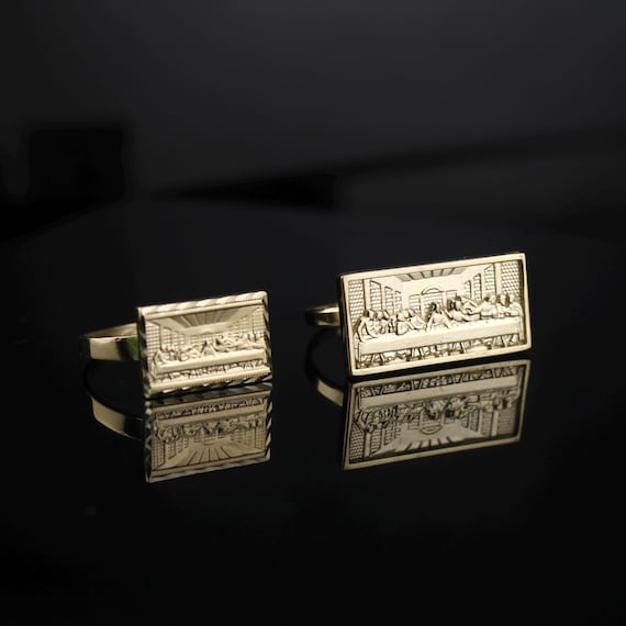 Real Solid 10K Gold Last Supper Ring | 10K Solid Gold Ring | Last Supper Jewelry All Sizes, Mens, Women Ring Jesus Ring Religious Ring
