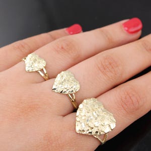 10K Real Gold Nugget Heart Ring | Heart Nugget Ring | Nugget Ring Womens | Gold Heart Ring | Heart Shaped Ring