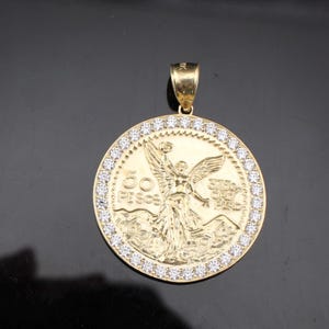 Real 10K Gold Mexican 50 Pesos Centenario Pendant  Yellow Gold Men 50 Pesos Pendant | Real Gold Pendant Light Weight 1 inch