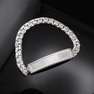 925 Sterling Silver Chino ID Bracelet, Silver Chino Bracelet, Silver Men&#39;s Bracelet | 8 inch Chino Chain