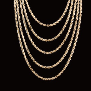 10K Gold 4 mm Seil Kette, Echt Gold Kette, Echt Gold Ketten für Männer, Frauen Goldketten, Seil Halskette, Geschenk für Ihn, Twist Seil Kette