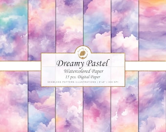 Watercolor Pastel Texture Digital Paper: Scrapbook Background (Digital Download)