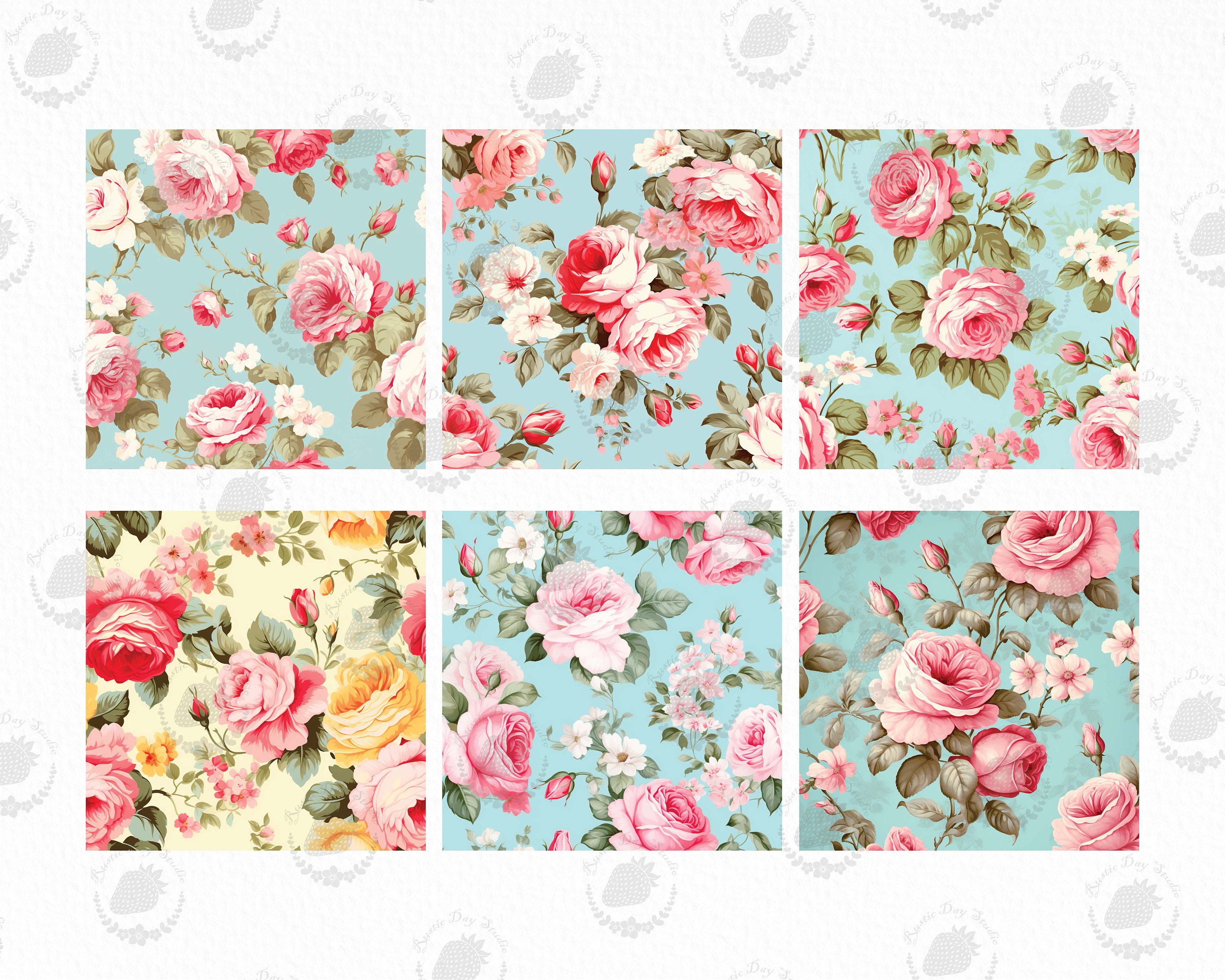 Shabby Chic Floral Digital Paper: Vintage Peony Pattern (digital ...