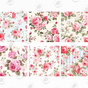 Shabby Chic Rose Floral Digital Paper: Seamless Vintage Patterns ...