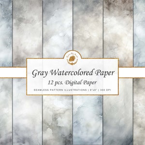 Gray Watercolor Paper Texture Digital Paper Watercolor paper digital planner papers scrapbook watercolor texture pack background wallpaper