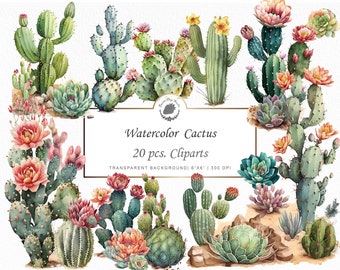 Acuarela Cactus Clipart Cactus Clipart flores Cactus pegatina goodnotes acuarela png svg clipart paquete acuarela pintura gráficos