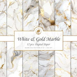 White and Gold Marble Digital Paperwhite and gold marble Seamless Pattern Marble textures design marble backgrounds scrapbooking wallpaper