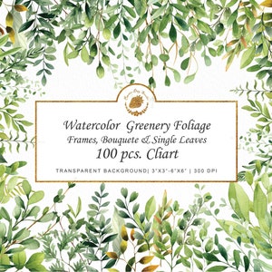 Watercolor Foliage Clipart Leaves png Wedding Clipart Wreath png Fern vine frame border junk journal invitation goodnotes sticker svg