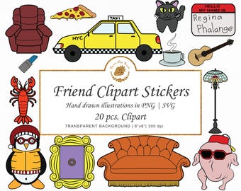 Friendly Clipart Sticker Art Bundle: 90s TV Sitcom Show (Digital Download)