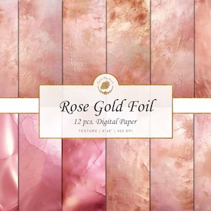 Rose Gold Foil Texture Digital Paper pink foil texture background digital art gold glitter shimmer texture printable backgrounds metallic