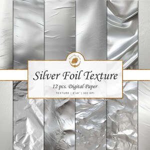Zilverfolietextuur Digitaal papier Luxe ontwerpen Ongewenste dagboeken Scrapbooking Uitnodigingskaart Digitaal materiaal Afdrukbare achtergrond