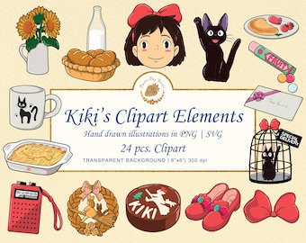 Kikii Clipart Sticker Art Bundle: Japan Anime Journal Gibli (Digital Download)