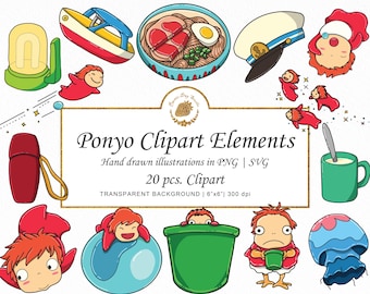 Poonyo Clipart Sticker Art Bundle: Japan Anime Journal Gibli (Digital Download)
