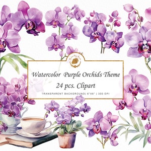 Aquarell lila Orchidee Clipart Elegant Orchidee Clipart Bundle ikebana Blumen Aufkleber PNG Hochzeit Orchidee Blumenstrauß Clipart Bundle Grafiken svg