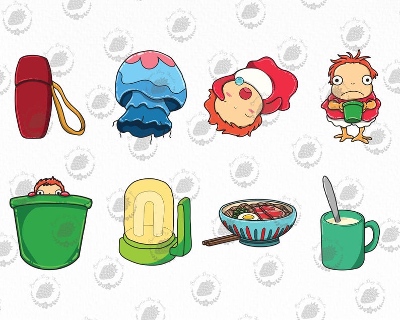 Poonyo Clipart Sticker Art Bundle: Japan Anime Journal Gibli (Digital Download) image 4