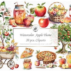 Clipart pomme aquarelle clipart automne fruits clipart autocollant goodnotes clipart aquarelle png clipart pomme bundle graphiques aquarelle svg