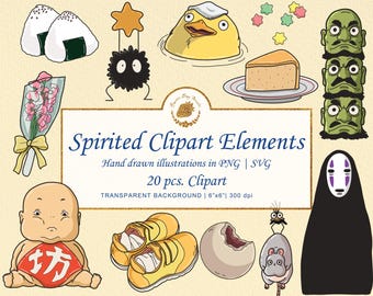 Spirit Clipart Sticker Art Bundle: Japan Anime Journal Gibli (Digital Download)