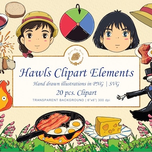 Hawls Clipart Sticker Art Bundle: Japan Anime Journal Gibli (Digital Download)