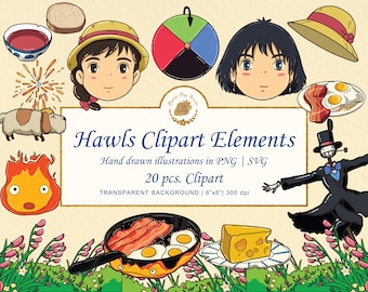 Hawls Clipart Sticker Art Bundle: Japan Anime Journal Gibli (Digital Download)