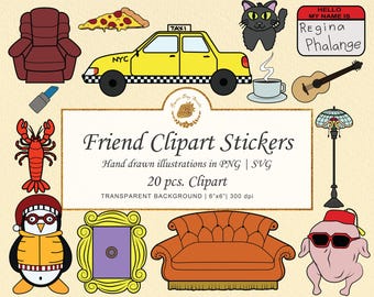 Friendly Clipart Sticker Art Bundle: 90s TV Sitcom Show (Digital Download)