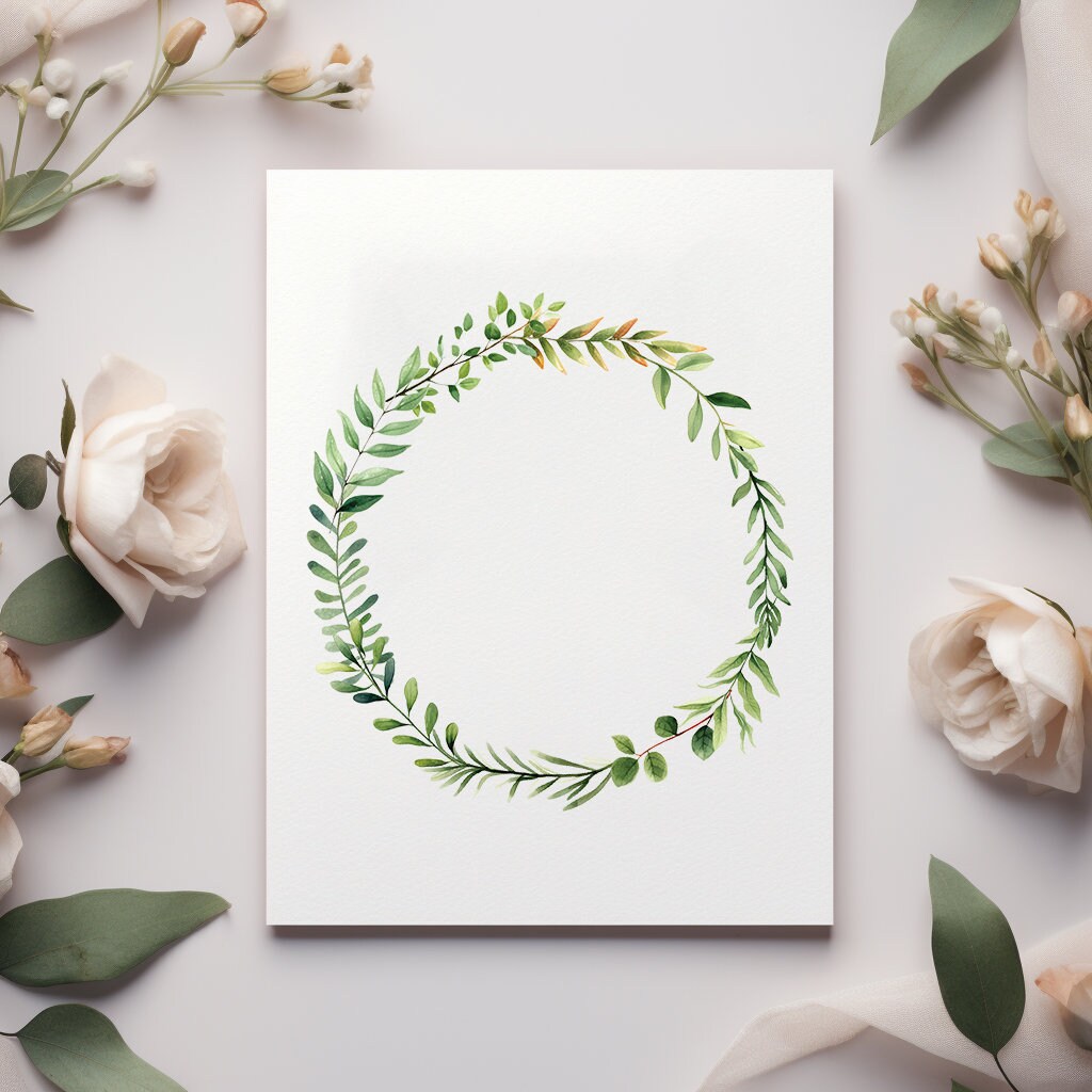 Watercolor Foliage Clipart: Green Leaves, Wreath, Vine (PNG, SVG) - Etsy