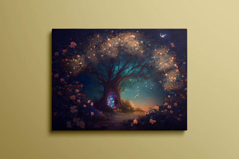 Magical Tree in the Garden Canvas Print Wall Art Home Decor Office ...