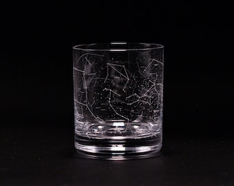 Engraved Constellation Whiskey Glass, Custom Stars Etched Old Fashion Glass, Sky Scotch Men Gift, Groomsman Unique Personalized Present
