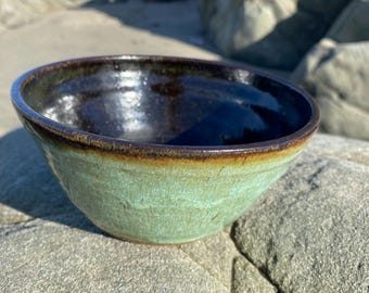 Handmade Stoneware Cereal Bowl - Oregon Rainwater Glaze, 14 oz