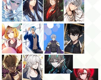 May include: A collection of anime-style portraits featuring various characters with diverse hairstyles and expressions. The portraits showcase a range of colors, from light blues and greens to deep reds and blacks, with detailed facial features and clothing.