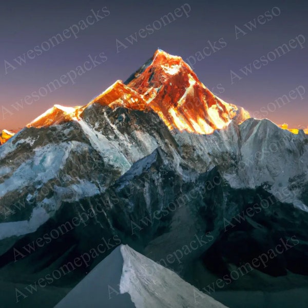 THE EVEREST | Sunrise In The Everest Photography Up Close | Mt Everest Photography | Digital Download | Everest base camp | landscape photo