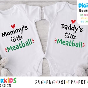 Almôndega da mamãe e do papai - bebê italiano, bebê fofo SVG, roupas engraçadas de bebê, body fofo, body de bebê, arquivo SVG