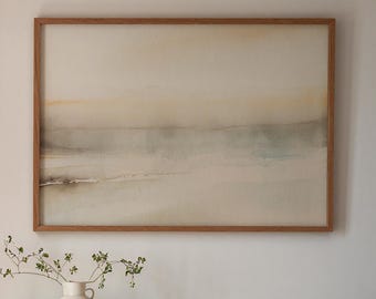Minimalist Watercolor, Horizontal Wall Art, Printable Watercolour, Neutral Watercolor Landscape, Abstract Painting, Instant Download