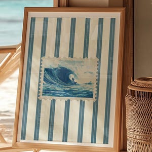 Vintage Strand Ozean Druck Trendy Surf Küsten Wand Kunst Retro Stempel Surfer Poster Strand Haus Dekor Ozean Wellen ästhetische Schlafzimmer Druck Geschenk