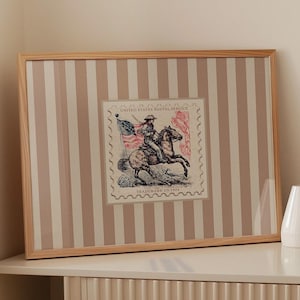 Cowboy Stempel Vintage Western Home Decor Rustikal Mid West Amerikanische Flagge Cottagecore Poster Retro Rodeo Ästhetik Wohnzimmer Druck Geschenk