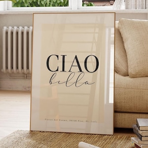Ciao Bella Typography, Simple Quote Art, Italian Greeting, Italian Saying Trendy Wall Art Poster Print, Gallery Wall Print Download,