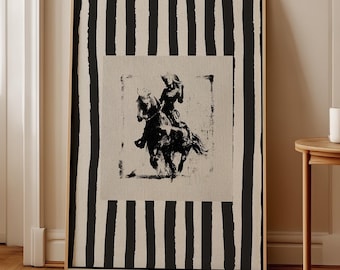 Vintage Cowgirl Print Western Home Decor Cowboy Wall Art Rustic Mid West Striped Cottagecore Poster Retro Rodeo Aesthetic Living Room Print
