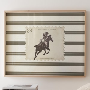 Vintage Rodeo-Druck Western Schlafzimmer Poster Cowboy Wandkunst Gestreift Rustikal Mid West Mid Century Modern Decor Retro Pferdeästhetischer Druck