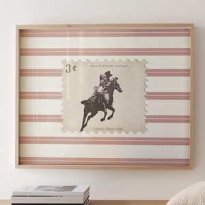 Vintage Rodeo-Druck Western Schlafzimmer Poster Cowboy Wandkunst Gestreift Rustikal Mid West Mid Century Modern Decor Retro Pferdeästhetischer Druck