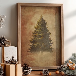 Impresión de árbol de Navidad de Studio McGee, arte viral de árbol de Navidad, decoración de Target, póster viral de árbol de Navidad, impresión vintage de invierno Evergreen