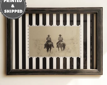 Vintage Cowboy Print Western Home Decor Cowboy Wall Art Mid West Striped Cottagecore Poster Rodeo Aesthetic Living Room Physical Print